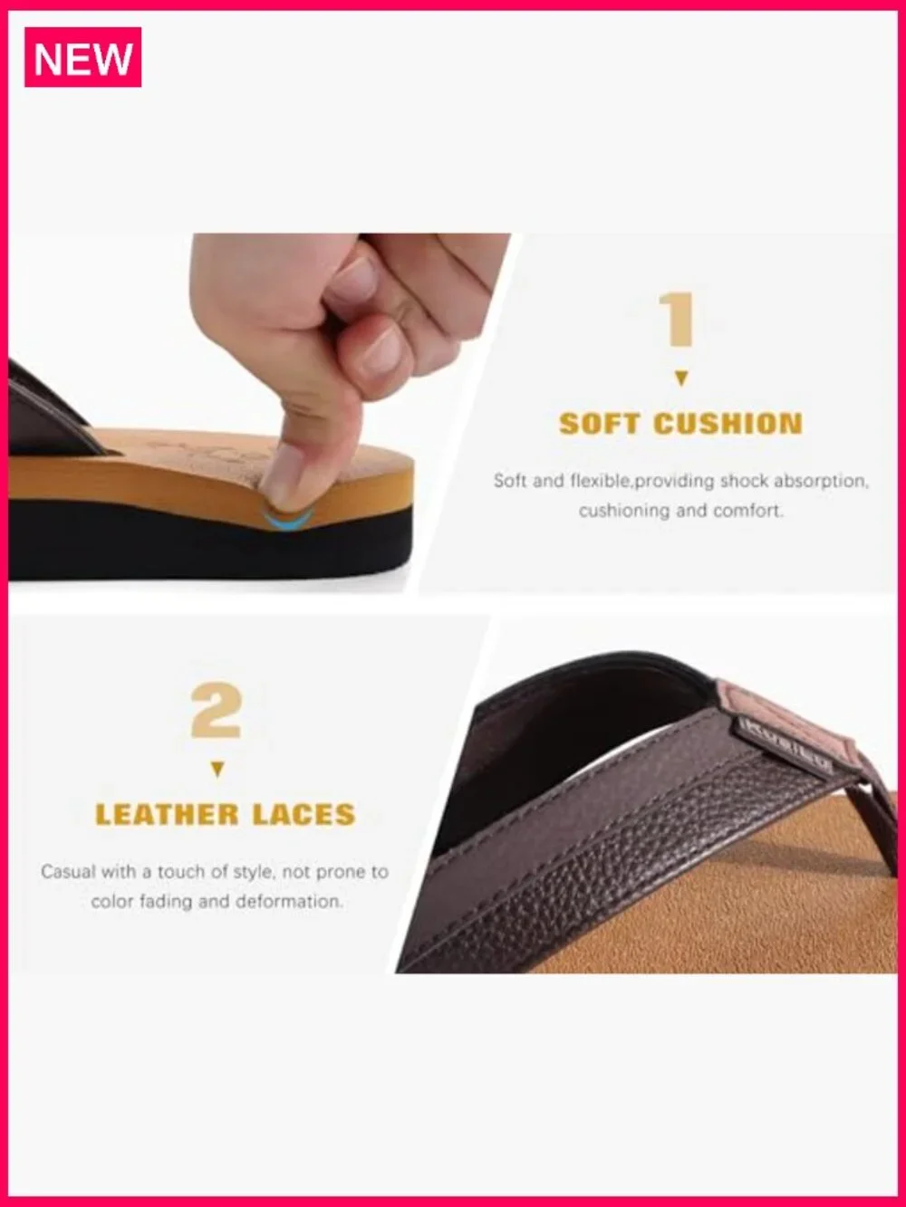 Men's Yoga Mat Flip Flops with Arch Support Cushion Walking Thong Sandals